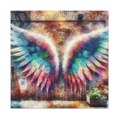 "Urban Flight: Whimsical Angel Wings" - Canvas - Authentic4Us