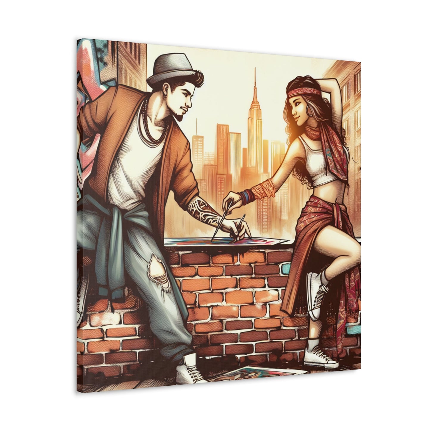 "Urban Fusion: Dynamic Art Collaboration" - Canvas - Authentic4Us