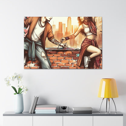 "Urban Fusion: Dynamic Art Collaboration" - Canvas - Authentic4Us