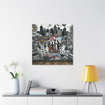 "Urban Harmony: Vibrant Cultural Mural" - Canvas - Authentic4Us