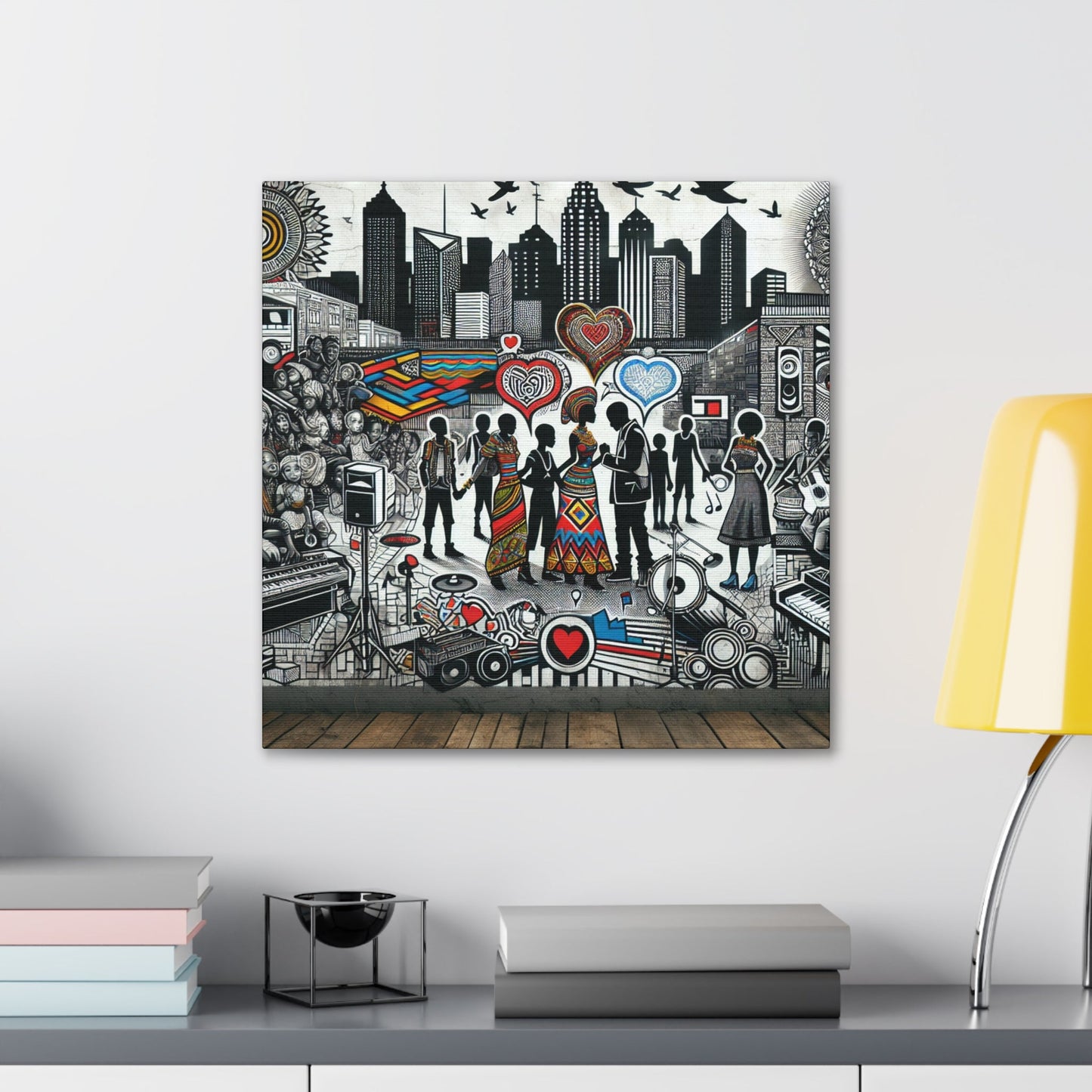 "Urban Harmony: Vibrant Cultural Mural" - Canvas - Authentic4Us