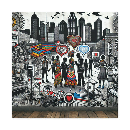 "Urban Harmony: Vibrant Cultural Mural" - Canvas - Authentic4Us