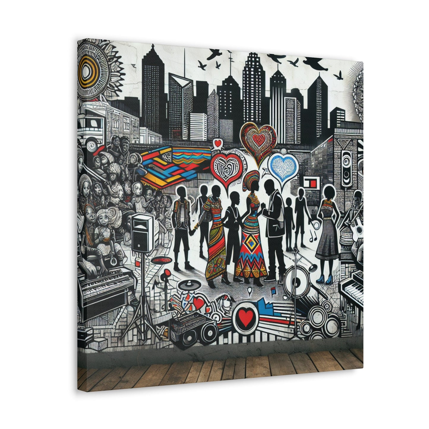 "Urban Harmony: Vibrant Cultural Mural" - Canvas - Authentic4Us