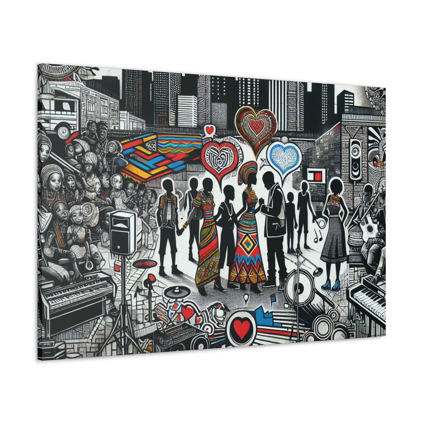 "Urban Harmony: Vibrant Cultural Mural" - Canvas - Authentic4Us