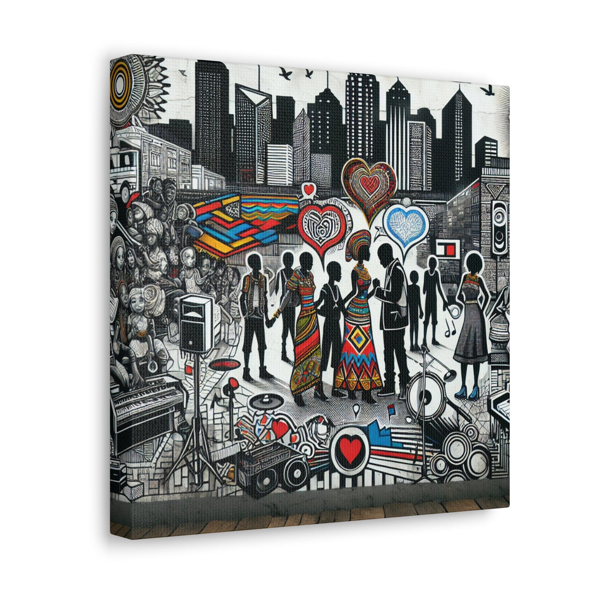 "Urban Harmony: Vibrant Cultural Mural" - Canvas - Authentic4Us