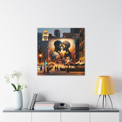 "Urban Intimacy: Dusk Mural Romance" - Canvas - Authentic4Us