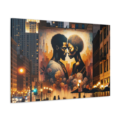 "Urban Intimacy: Dusk Mural Romance" - Canvas - Authentic4Us