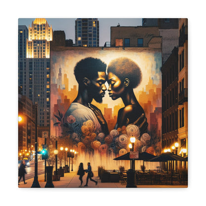 "Urban Intimacy: Dusk Mural Romance" - Canvas - Authentic4Us