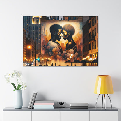 "Urban Intimacy: Dusk Mural Romance" - Canvas - Authentic4Us