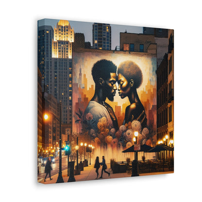 "Urban Intimacy: Dusk Mural Romance" - Canvas - Authentic4Us