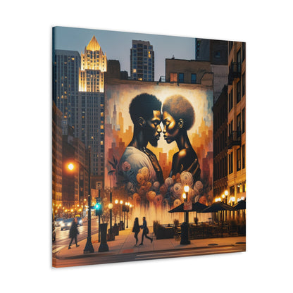 "Urban Intimacy: Dusk Mural Romance" - Canvas - Authentic4Us