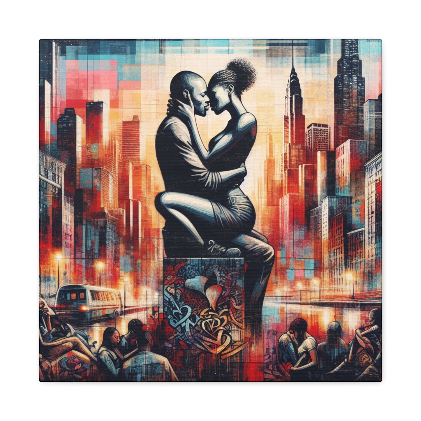 "Urban Love: Embrace of Passion" - Canvas - Authentic4Us