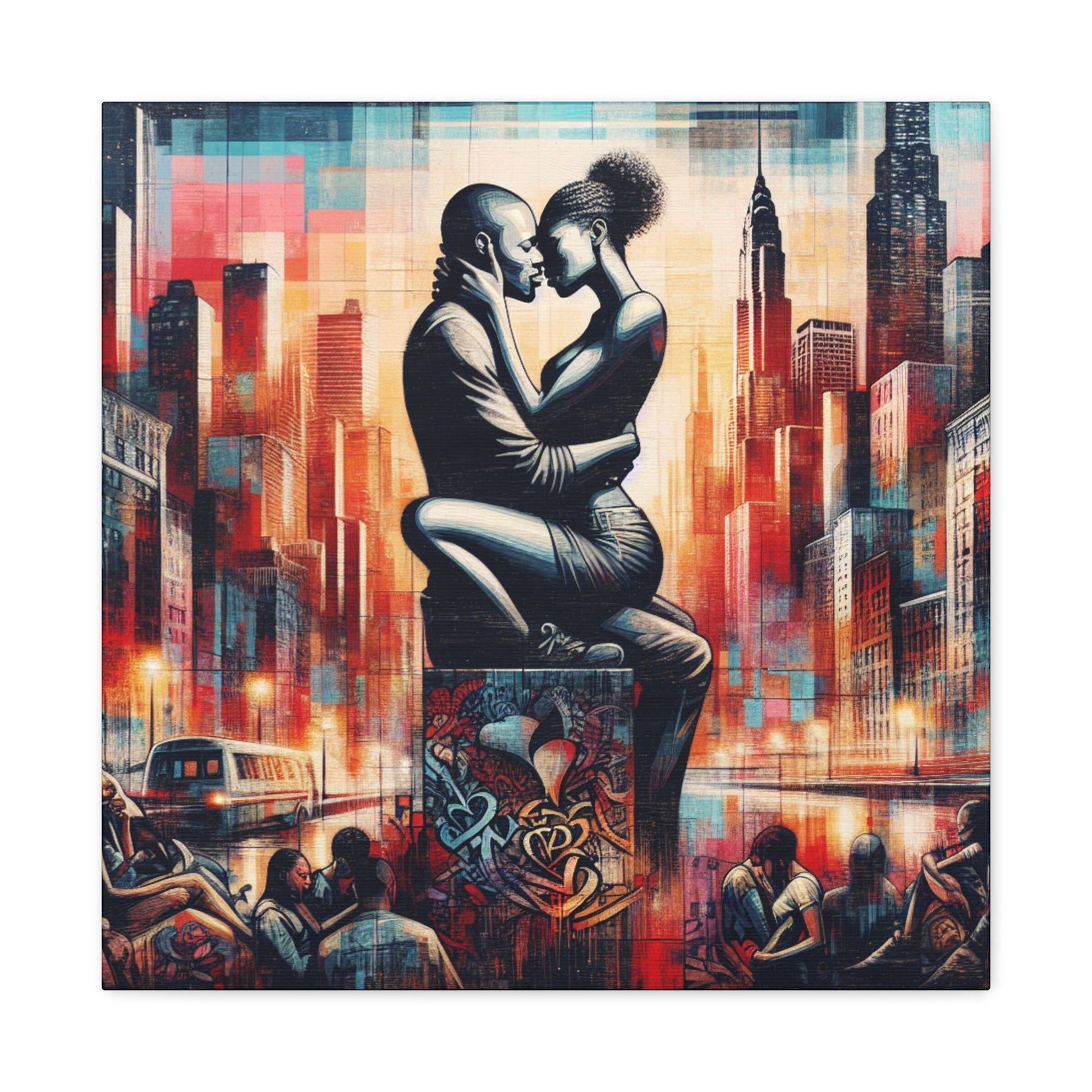 "Urban Love: Embrace of Passion" - Canvas - Authentic4Us