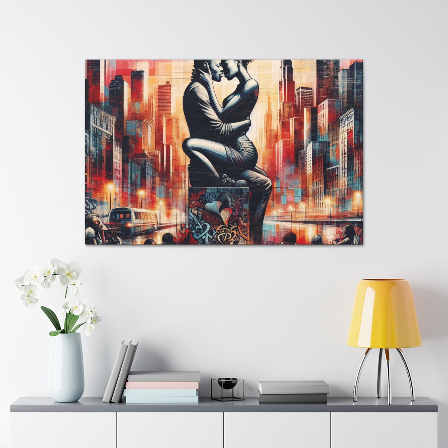 "Urban Love: Embrace of Passion" - Canvas - Authentic4Us