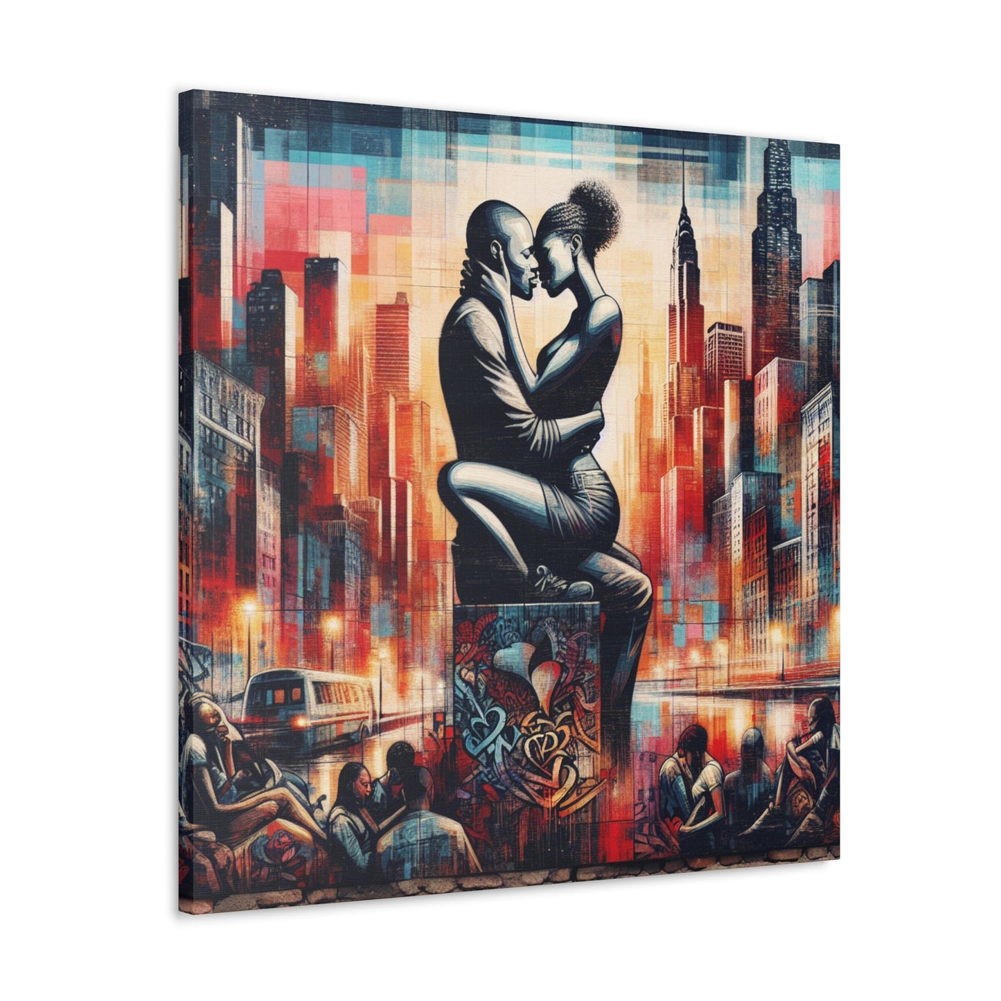 "Urban Love: Embrace of Passion" - Canvas - Authentic4Us