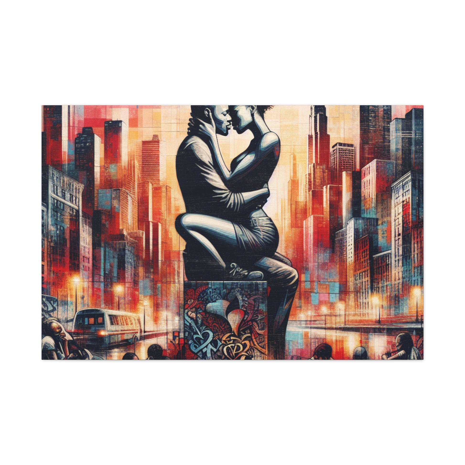 "Urban Love: Embrace of Passion" - Canvas - Authentic4Us