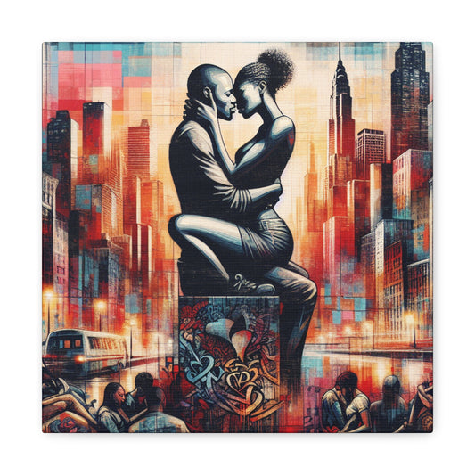 "Urban Love: Embrace of Passion" - Canvas - Authentic4Us