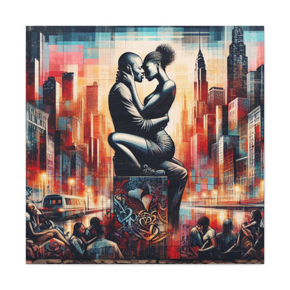 "Urban Love: Embrace of Passion" - Canvas - Authentic4Us