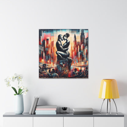 "Urban Love: Embrace of Passion" - Canvas - Authentic4Us