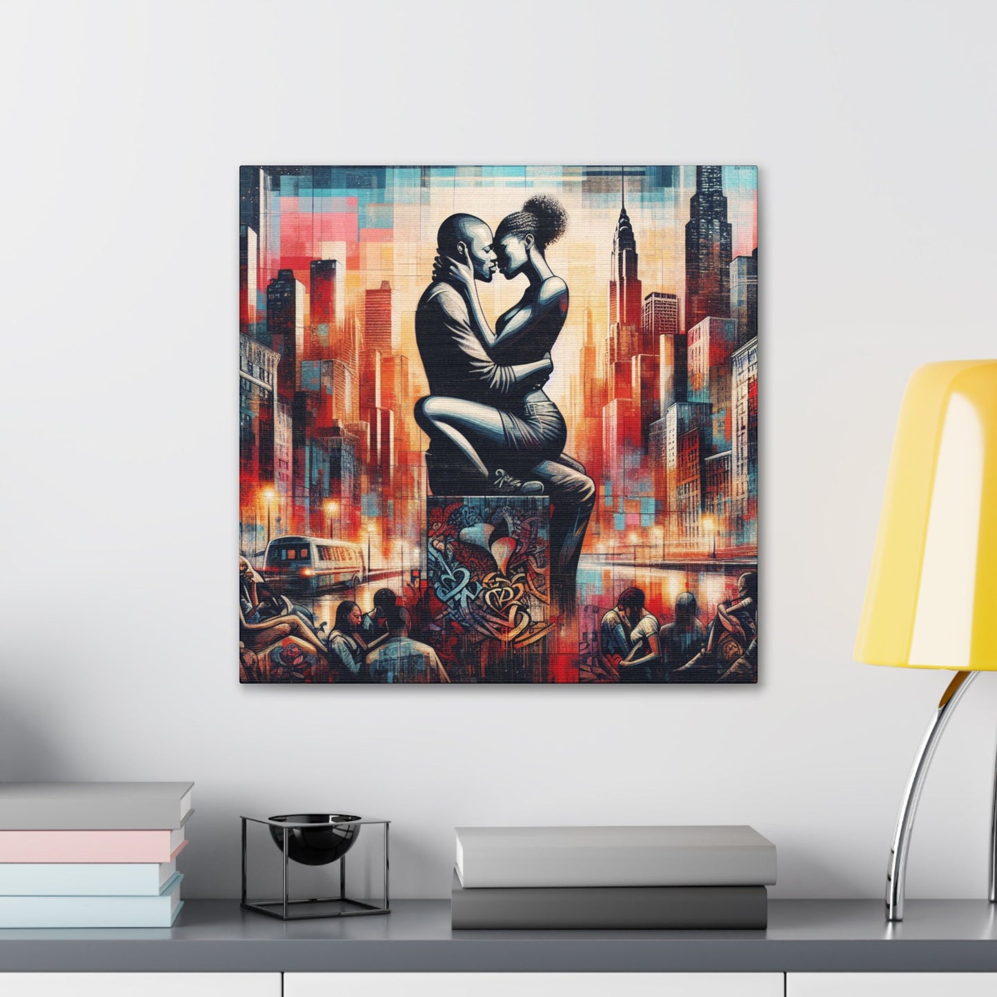 "Urban Love: Embrace of Passion" - Canvas - Authentic4Us