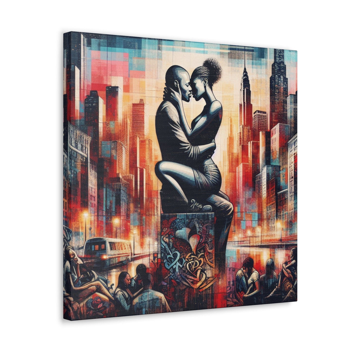 "Urban Love: Embrace of Passion" - Canvas - Authentic4Us