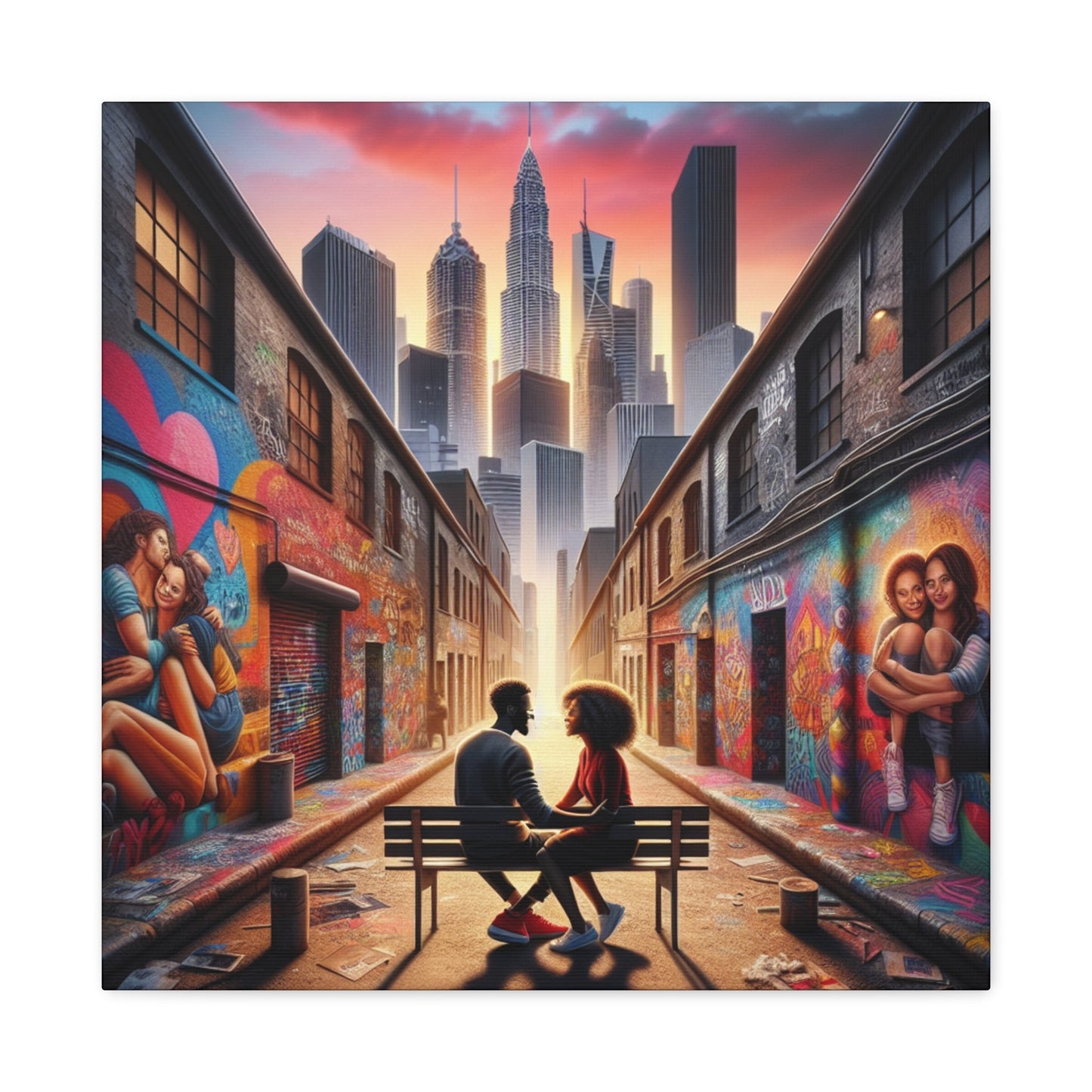 "Urban Love: Transformed Alley Canvas" - Canvas - Authentic4Us