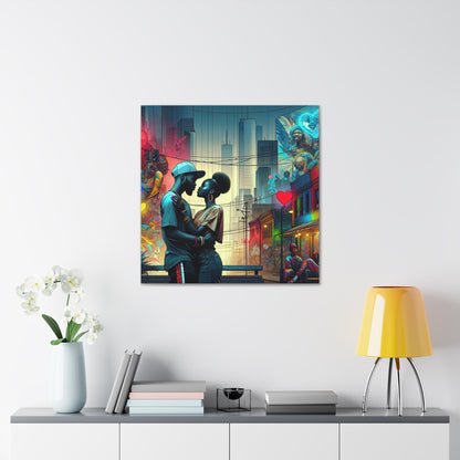 "Urban Love: Vibrant Romance Art" - Canvas - Authentic4Us