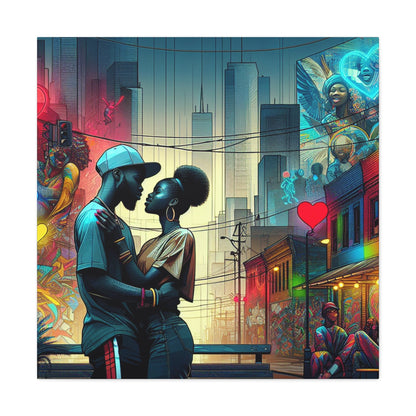 "Urban Love: Vibrant Romance Art" - Canvas - Authentic4Us