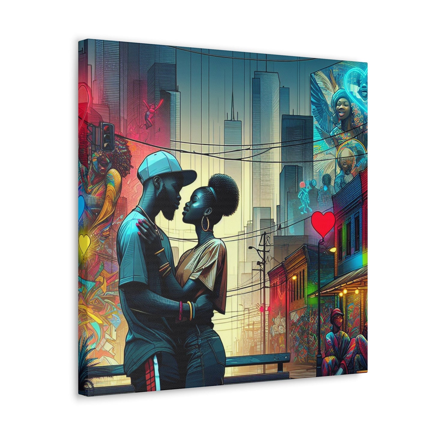 "Urban Love: Vibrant Romance Art" - Canvas - Authentic4Us