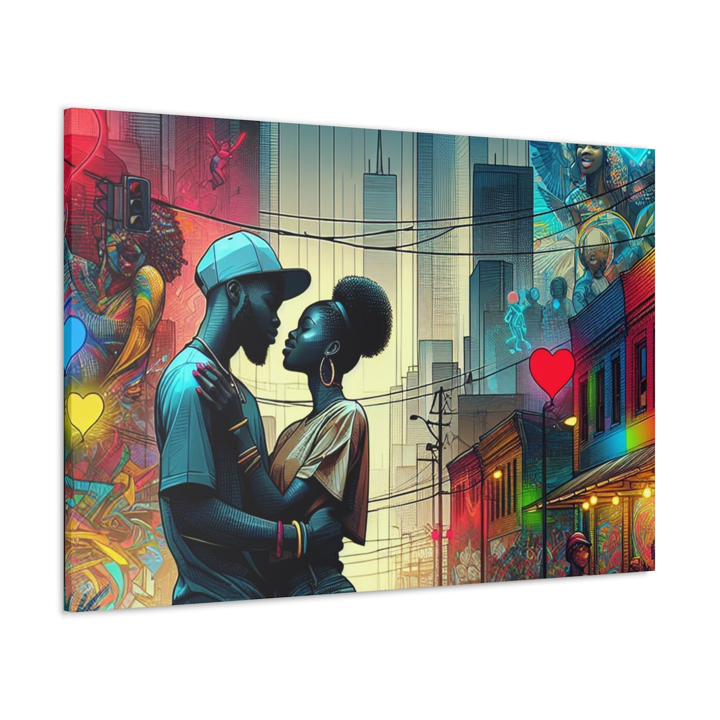 "Urban Love: Vibrant Romance Art" - Canvas - Authentic4Us