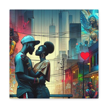 "Urban Love: Vibrant Romance Art" - Canvas - Authentic4Us