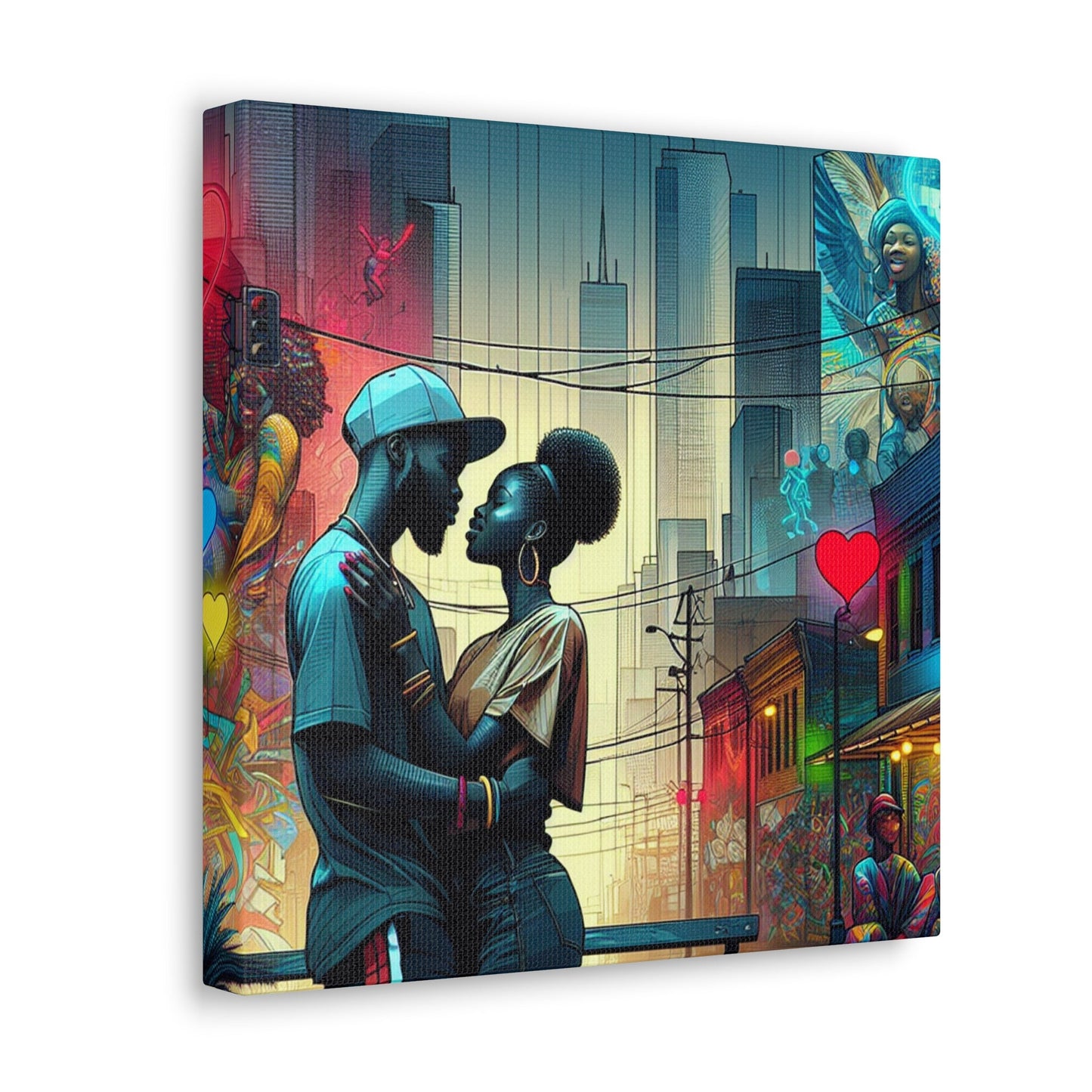 "Urban Love: Vibrant Romance Art" - Canvas - Authentic4Us