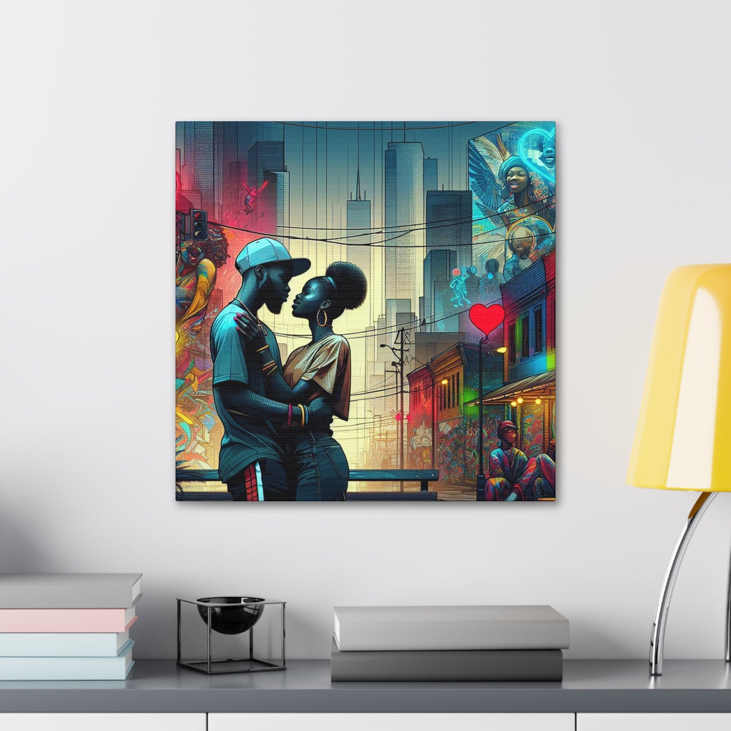 "Urban Love: Vibrant Romance Art" - Canvas - Authentic4Us