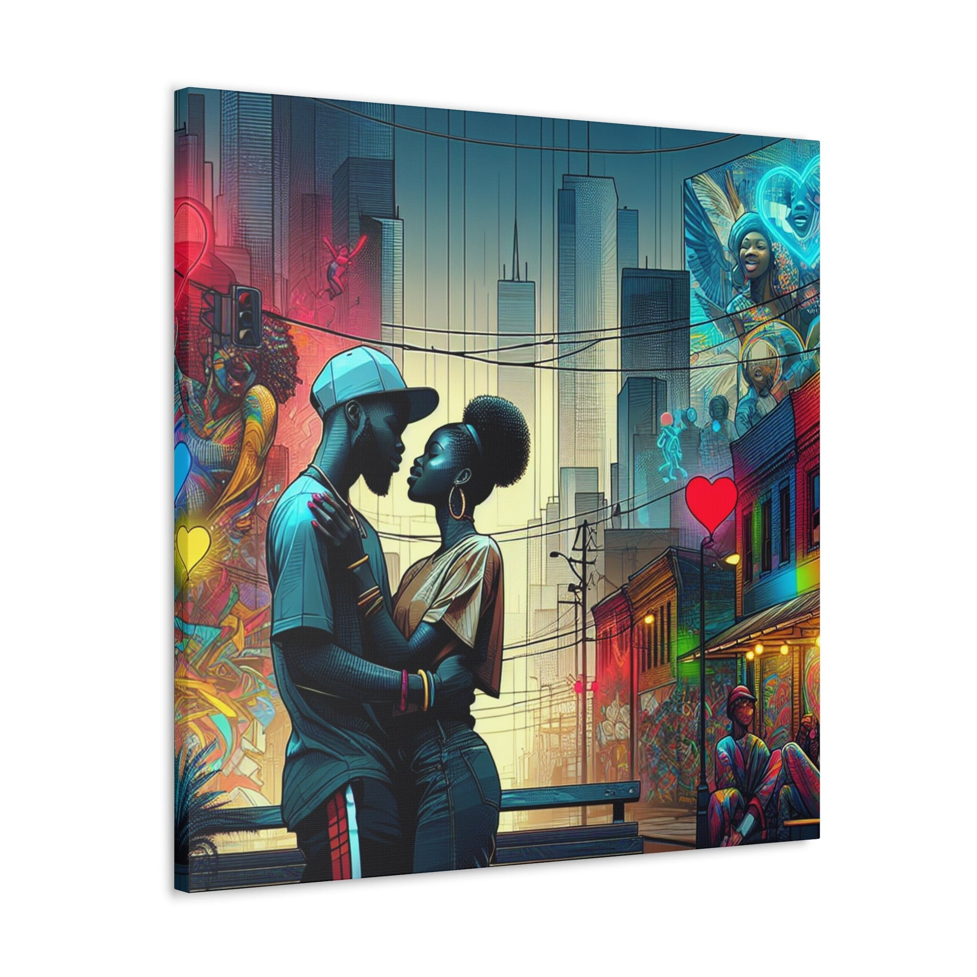 "Urban Love: Vibrant Romance Art" - Canvas - Authentic4Us