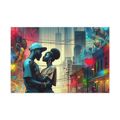 "Urban Love: Vibrant Romance Art" - Canvas - Authentic4Us