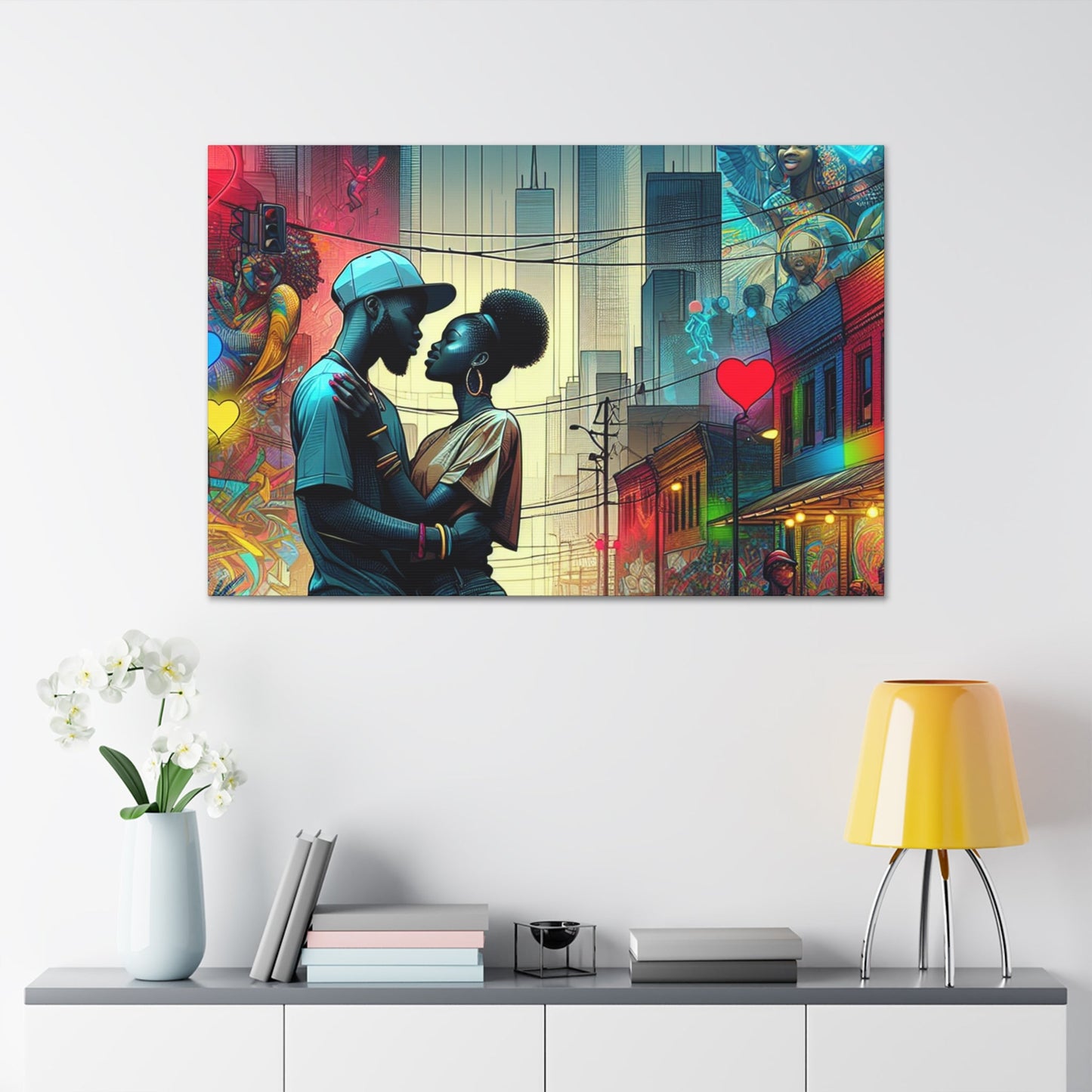 "Urban Love: Vibrant Romance Art" - Canvas - Authentic4Us