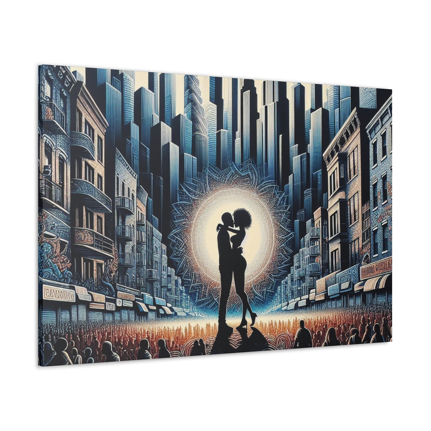 "Urban Love's Radiant Embrace" - Canvas - Authentic4Us