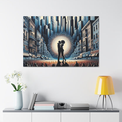 "Urban Love's Radiant Embrace" - Canvas - Authentic4Us