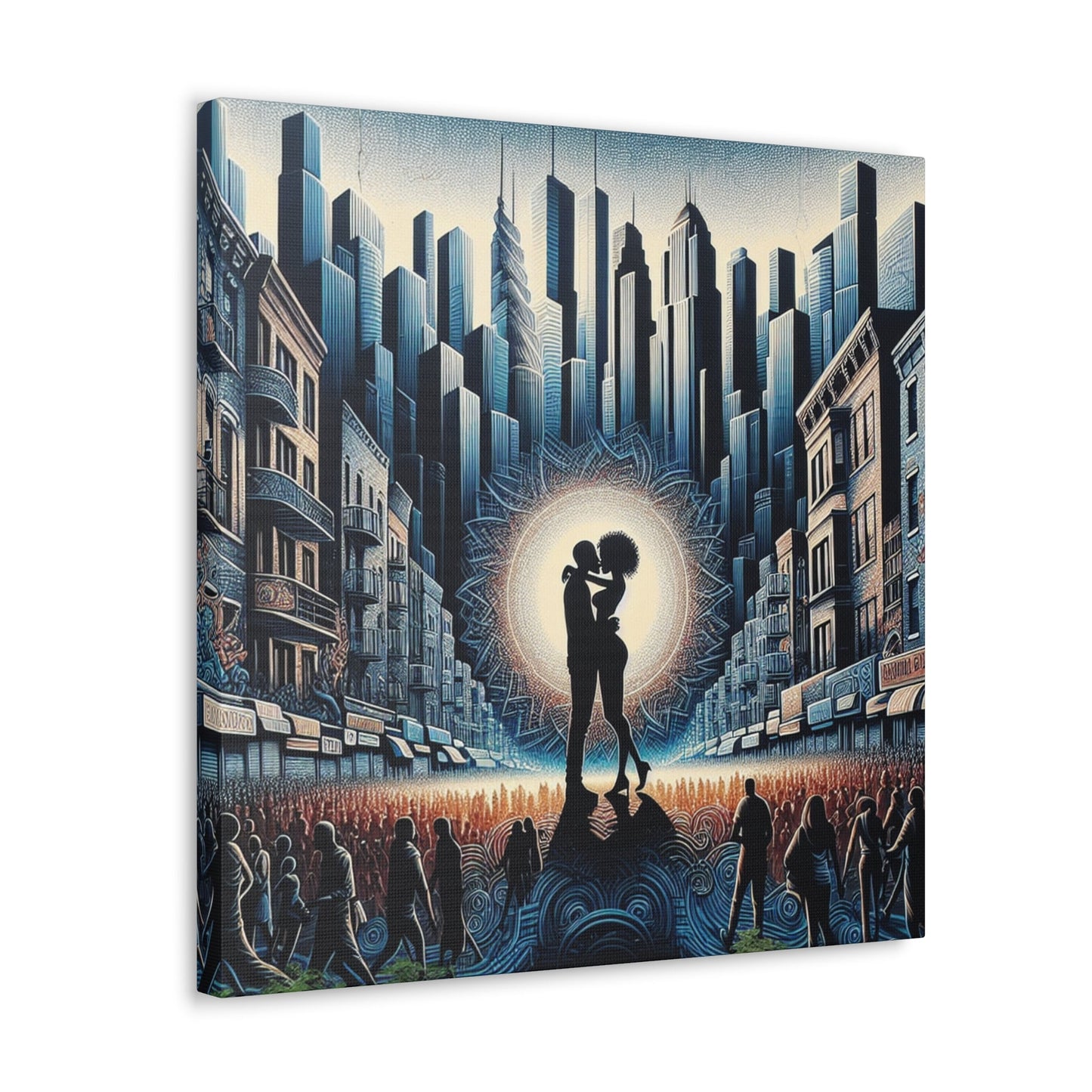 "Urban Love's Radiant Embrace" - Canvas - Authentic4Us