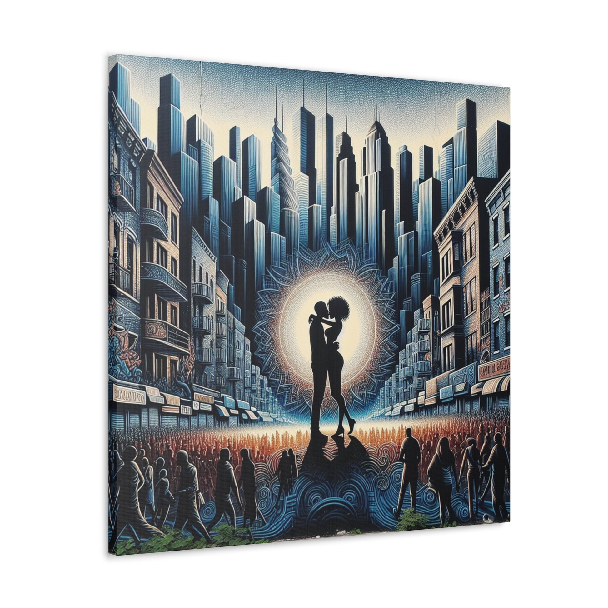 "Urban Love's Radiant Embrace" - Canvas - Authentic4Us