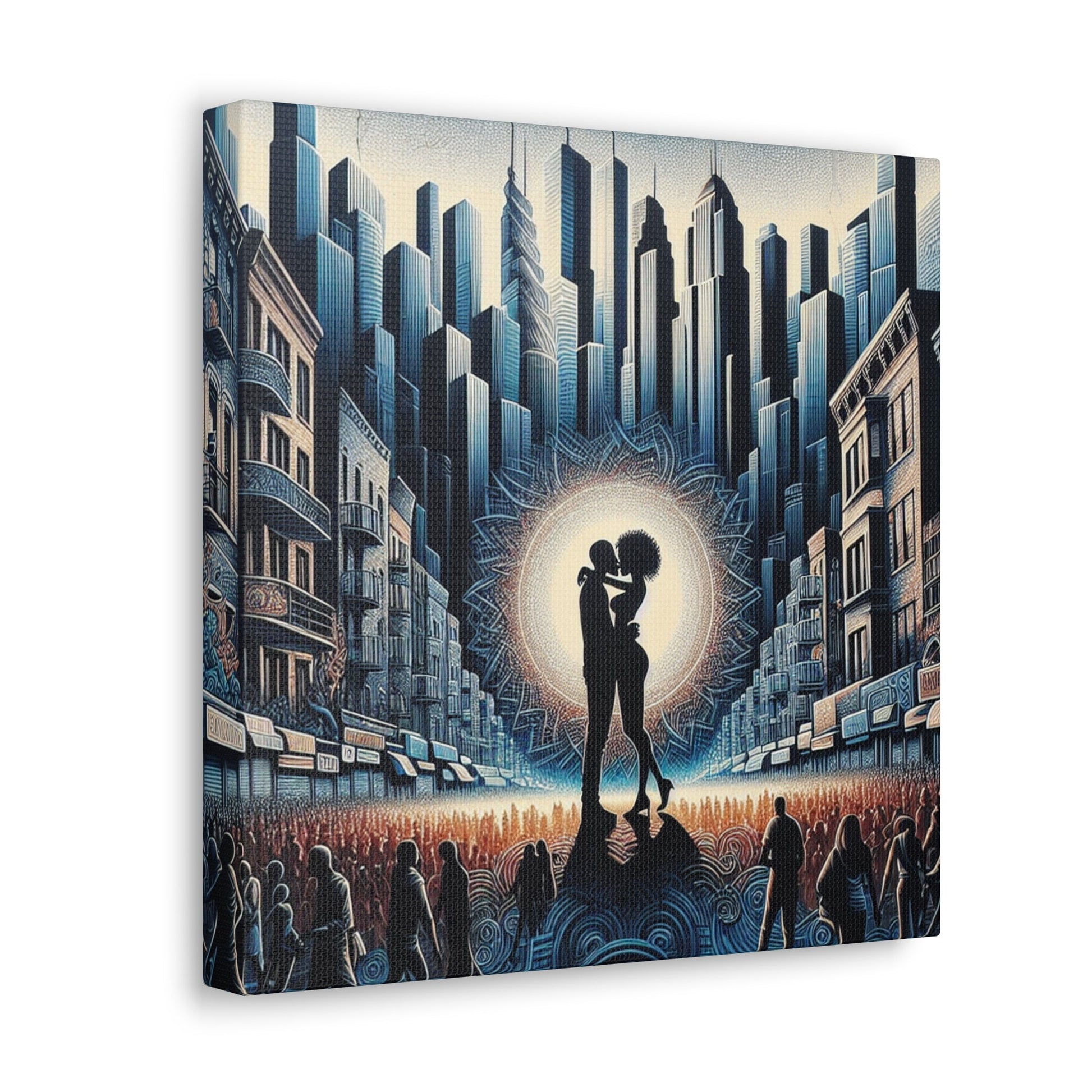 "Urban Love's Radiant Embrace" - Canvas - Authentic4Us