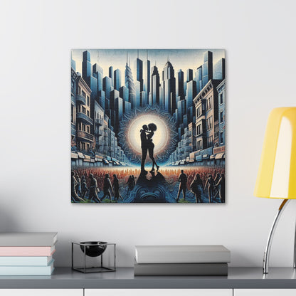 "Urban Love's Radiant Embrace" - Canvas - Authentic4Us