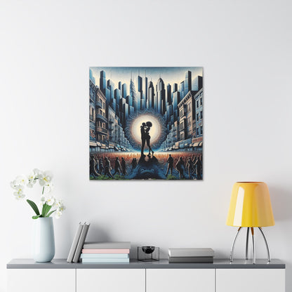 "Urban Love's Radiant Embrace" - Canvas - Authentic4Us