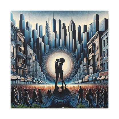 "Urban Love's Radiant Embrace" - Canvas - Authentic4Us