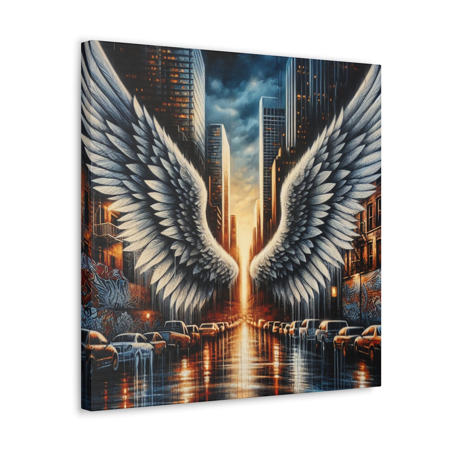 "Urban Reflections: Wings of Illumination" - Canvas - Authentic4Us