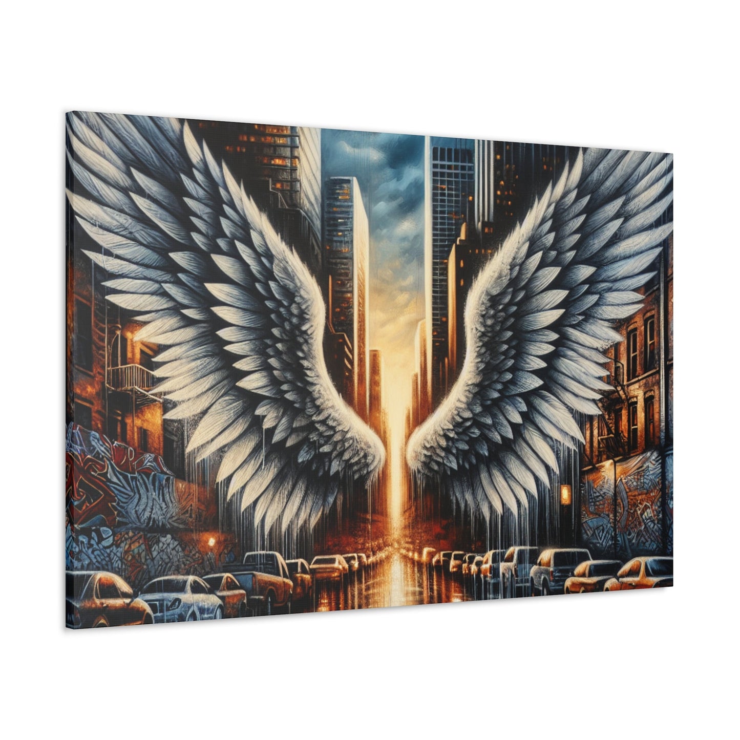 "Urban Reflections: Wings of Illumination" - Canvas - Authentic4Us