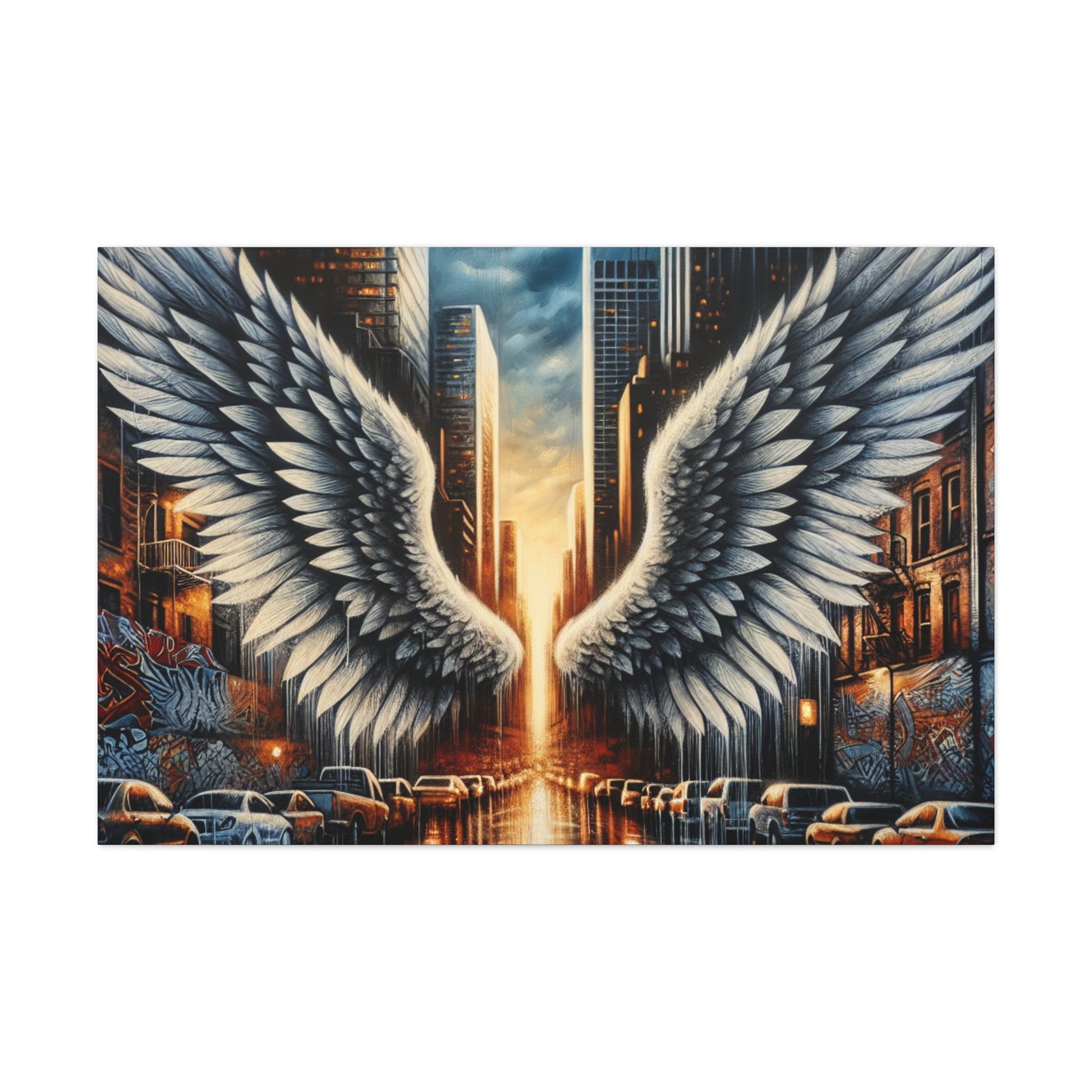 "Urban Reflections: Wings of Illumination" - Canvas - Authentic4Us