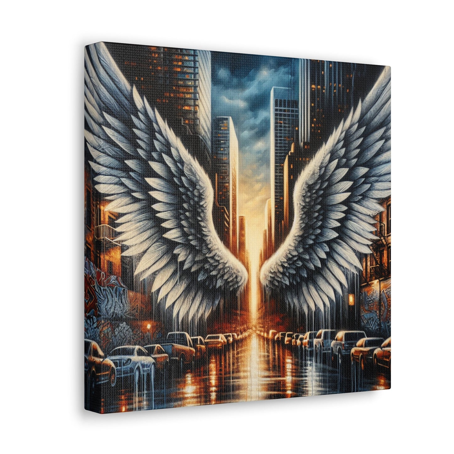 "Urban Reflections: Wings of Illumination" - Canvas - Authentic4Us