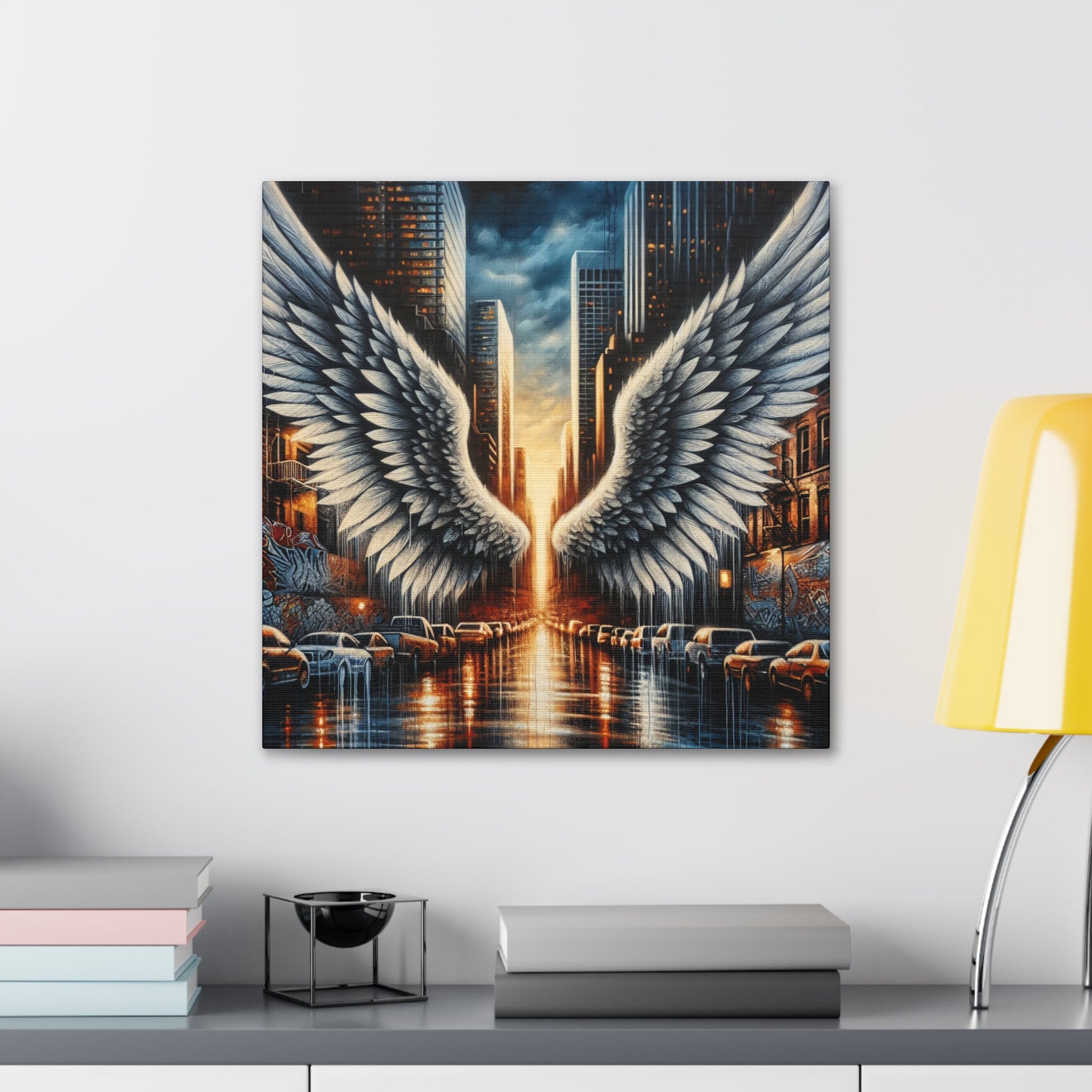 "Urban Reflections: Wings of Illumination" - Canvas - Authentic4Us