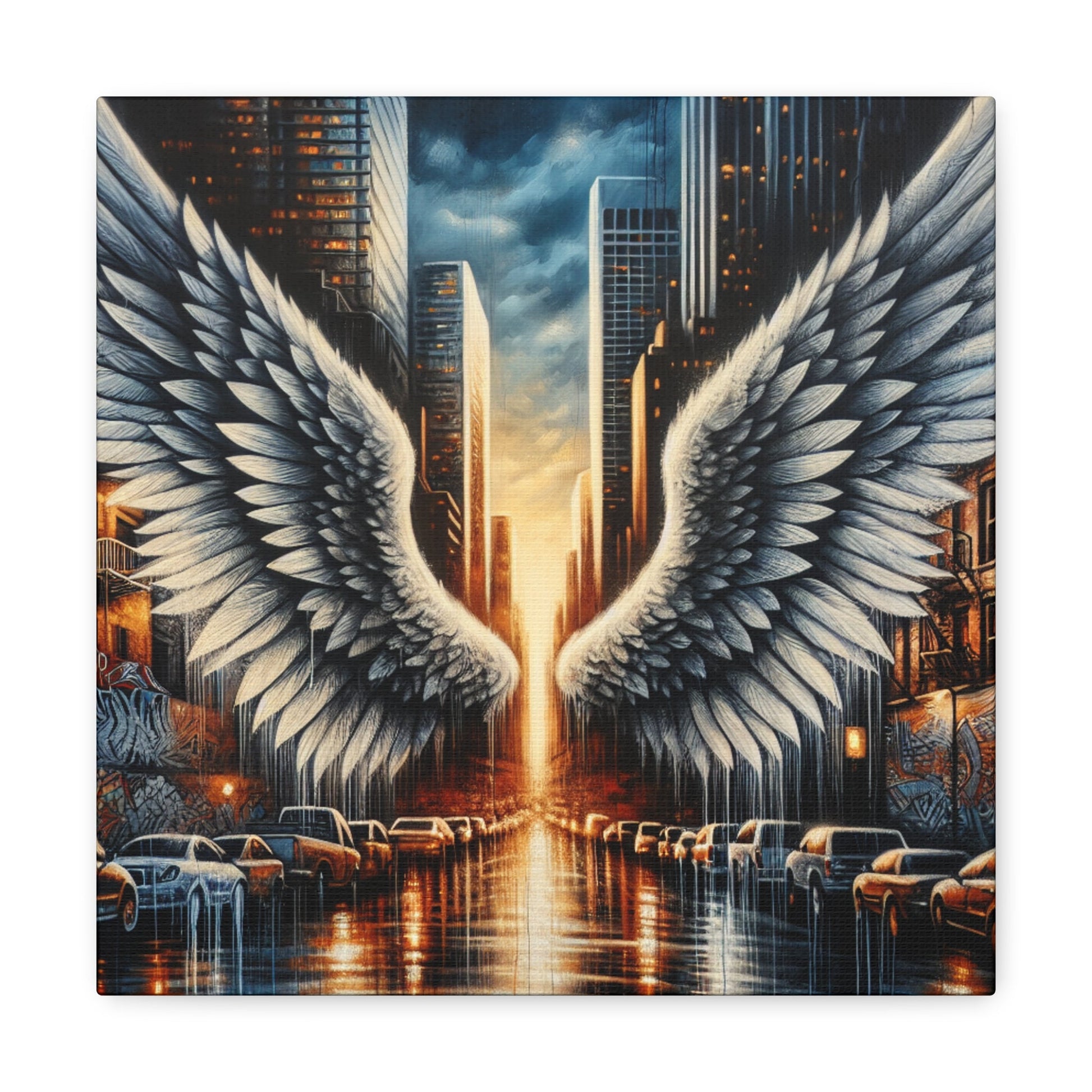 "Urban Reflections: Wings of Illumination" - Canvas - Authentic4Us